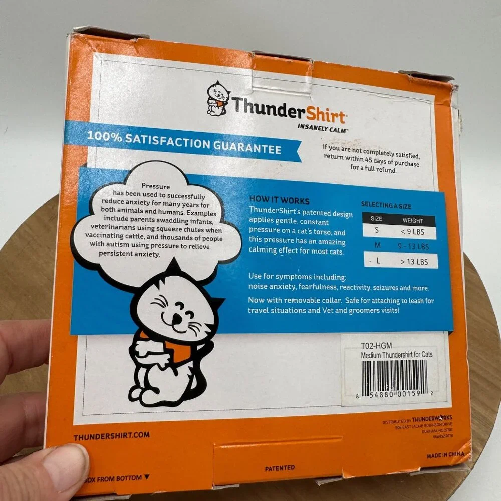 Thundershirt Cat Anxiety Solution Medium Gray NIB
